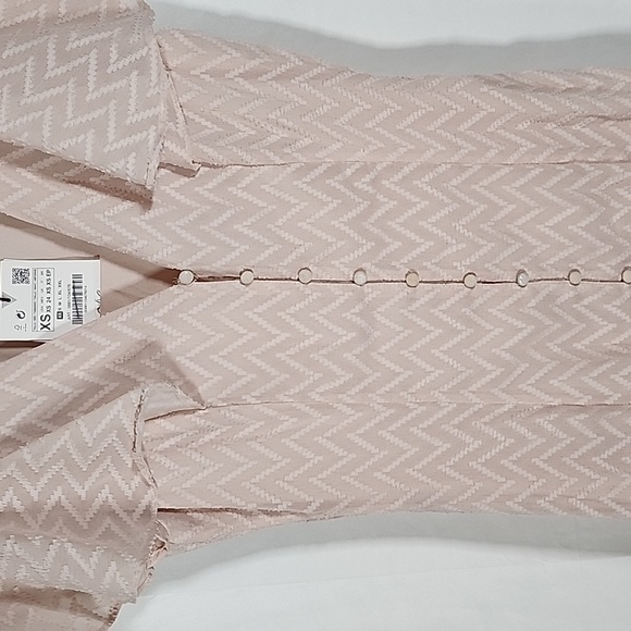 NWT Zara Blush 4Pink Chevron Flutter Sleeve Midi Dress - Picture 6 of 11